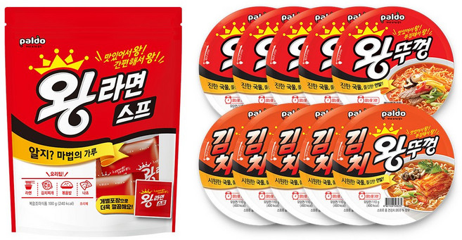 팔도 왕라면스프 (20개입) x1 + 왕뚜껑 오리지널 x5 + 김치 왕뚜껑 x5, 1개