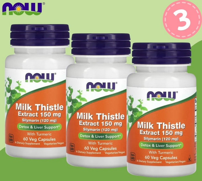 나우푸드 밀크씨슬 실리마린 150mg 60캡슐 밀크시슬 강황 3개, 60정