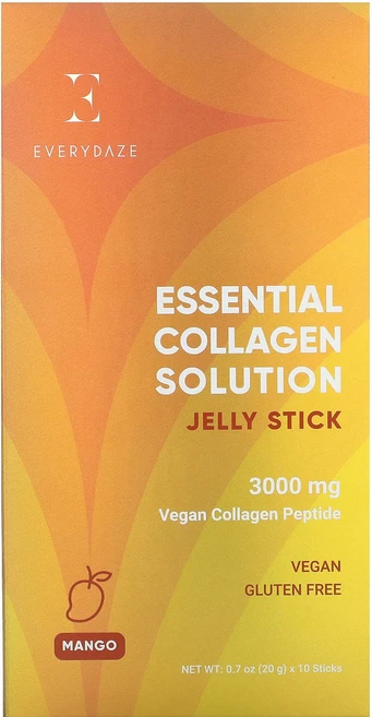 Everydaze 에센셜 콜라겐 솔루션 젤리 스틱 망고 3000mg 10개 개당 20g(0.7oz), 1개 - 쿠팡