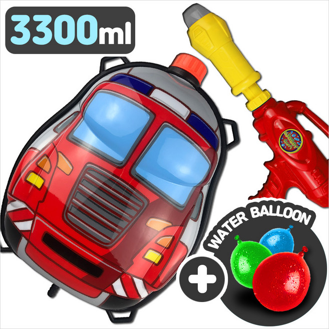 물총 소방배낭+물풍선/ 대용량 물놀이 파워 펌프 워터건 유아 어린이 장난감, 단품, 1개