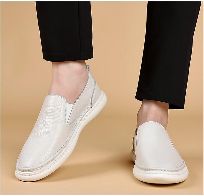 POMTOR 발편한 통기성 구두 데일리 통근 소가죽 남자 로퍼