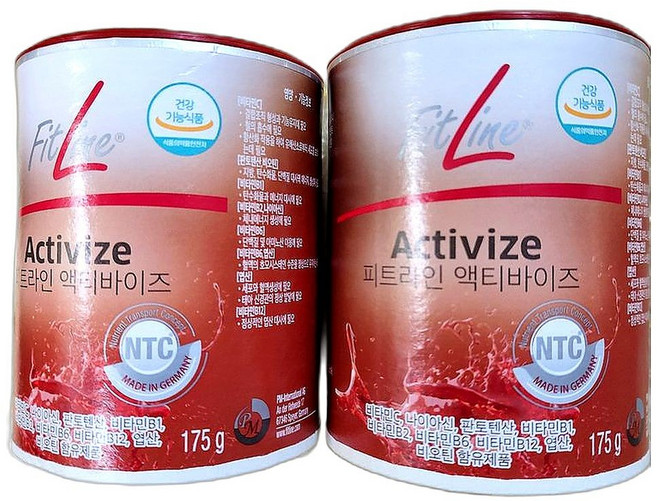 독일산 액티바이즈 산소 쥬스 건강 증진 보조제 에너지 충전 비타민 B12 포함 175g 2개