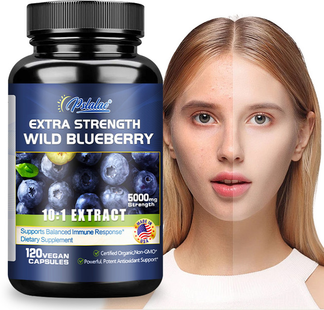 Pslalae 極致加強 野生藍莓 10:1 萃取 5000mg 素食膠囊, 120組