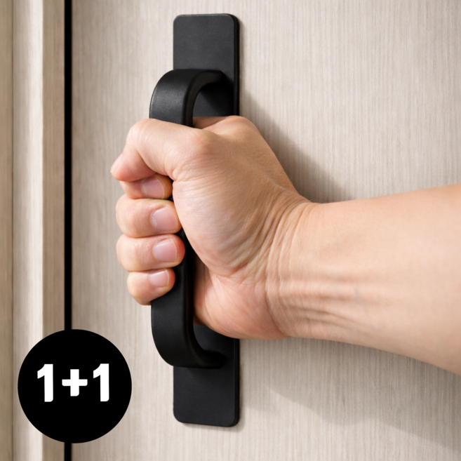 원데이홈 초간편설치 무타공 문고리 방문 손잡이, 2개, 블랙