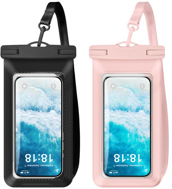 그레나 핸드폰 방수팩 1+1 대형 파스텔, 블랙+핑크, 1세트