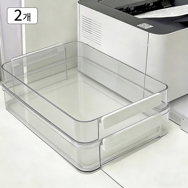 콜콜러브 대용량 파일 정리함 스태킹 투명 서류함 A4 문서 보관함 사무용 책상 정리 박스, 2P 투명, 1단