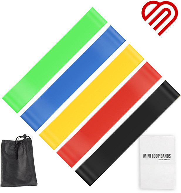 호프너 스포츠 라텍스 루프밴드 저항밴드 5종세트 홈트 필라테스 힙업 운동밴드, 1개, 그린, 블루, 옐로우, 레드, 블랙