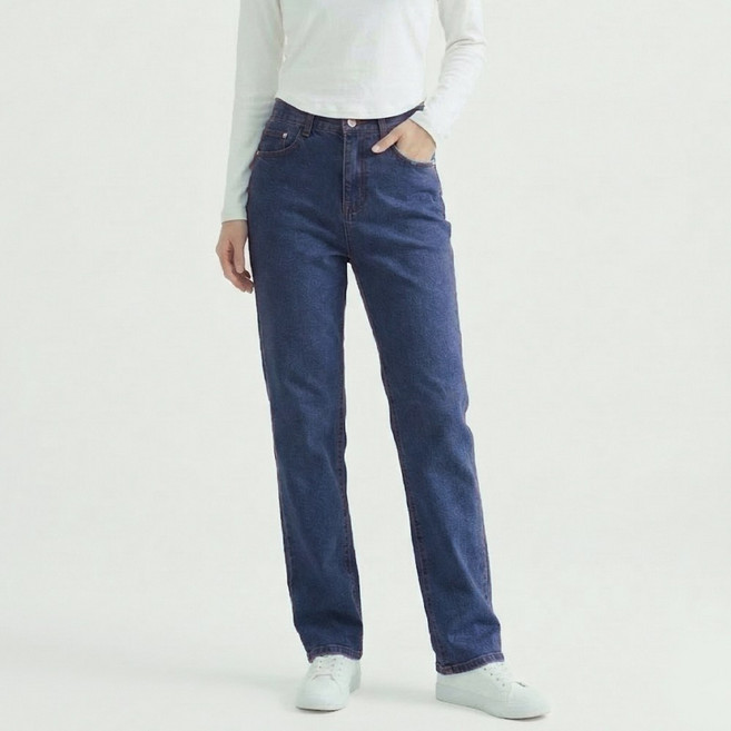 라르고비에 여성 하이웨스트 올밴딩 스판 팬츠 세미와이드 슬림핏 데님 청바지[기장3종]