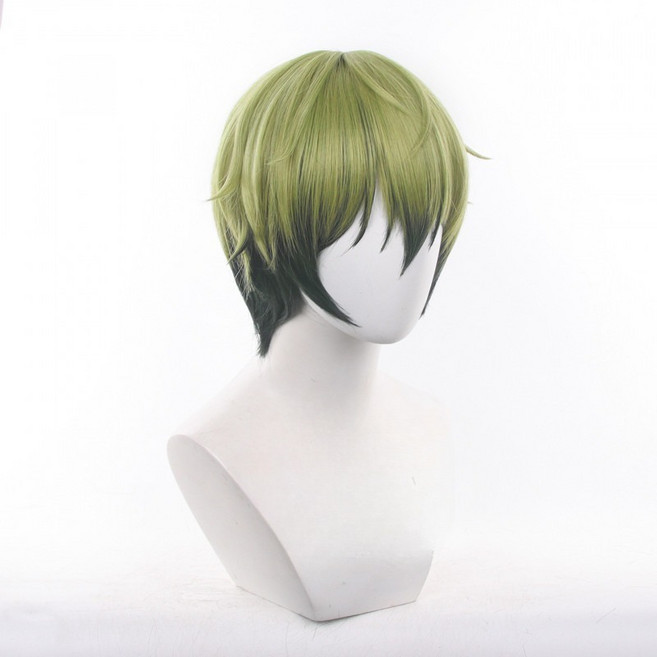 주술회전 젠인 나오야 숏컷 레이어드 남자 애니메이션 코스프레 가발 고열사, 1개, 올리브 그린믹스