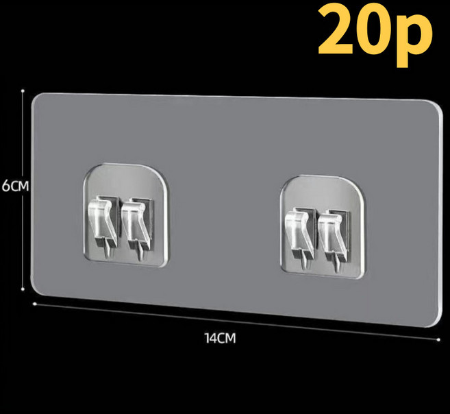 길벗 강력 접착식 후크 고리 무타공 접착패드, 20개, 투명2단