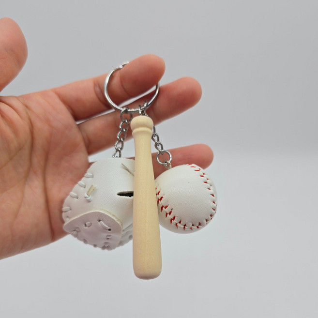 퀸즈아이 야구사랑 키링 스포츠 동호회 키링, 1개, 화이트