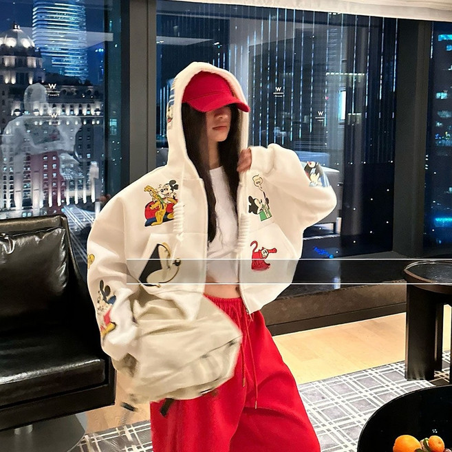 디즈니 미키마우스 4컬러 여성 후드 집업