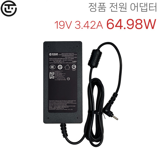 LG 노트북 울트라PC 엣지 14U70Q 호환 전원 어댑터 19V 3.42A 65W (3.0x1.0mm) 충전기, HONOR 65W (3.0) + 3구 케이블, 1개