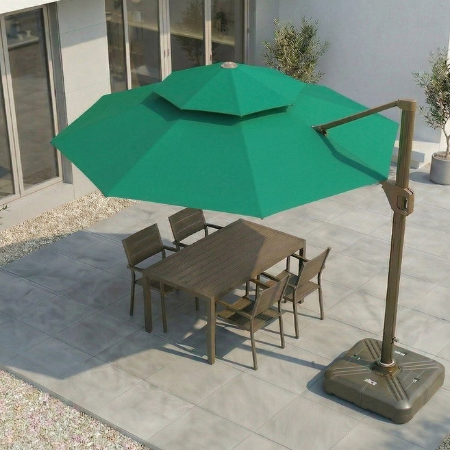 [초대형받침대 포함]노틈 프리미엄 원형 대형 파라솔 정원 한국독점, 원형 그린