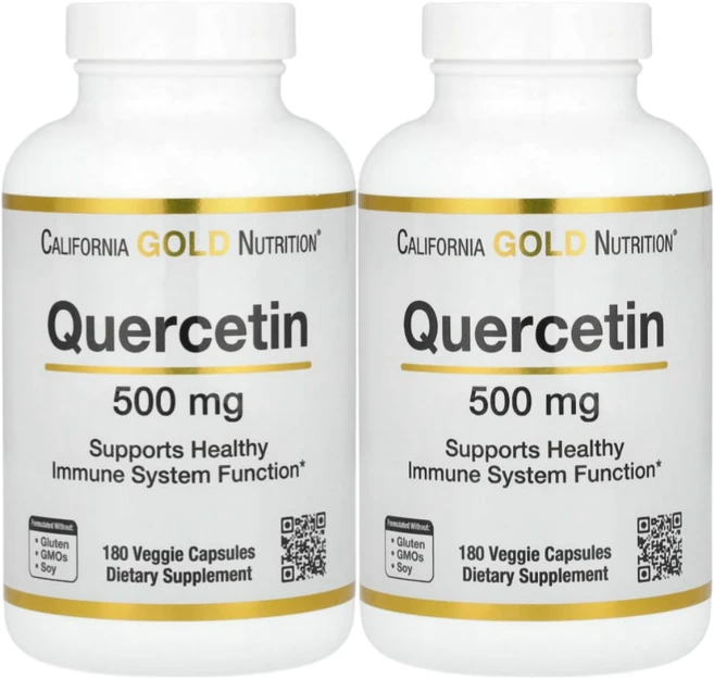 캘리포니아골드뉴트리션 퀘르세틴 500mg 180 베지캡슐 2개 케르세틴, 2통, 180정 - 쿠팡
