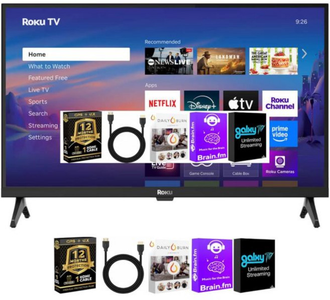 로쿠 24R2D5KIT1 24인치 클래스 셀렉트 시리즈 720p HD LED 스마트 TV 플랫폼 WiFi HDMI 입력 모바일 앱 호환 포함