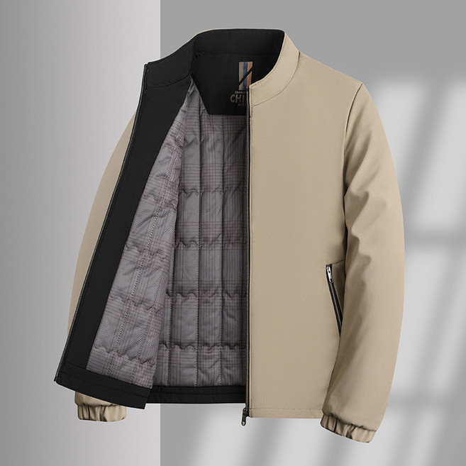 STYLE DR 가을 겨울 도톰한 칼라 재킷 중장년 캐주얼 고급 행정 보온 집업 남성 재킷 코트