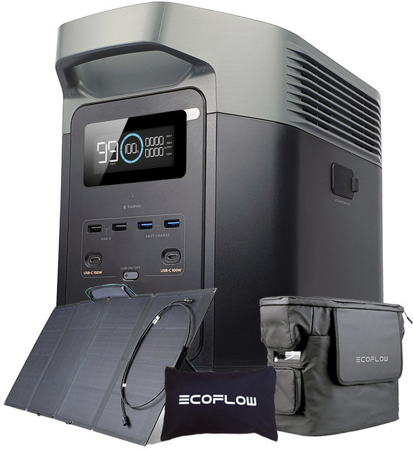 [태양광패널110W+전용가방]에코플로우 EFD330 델타2 1024Wh 인산철파워뱅크 220V 올인원 배터리 급속충전, 1세트