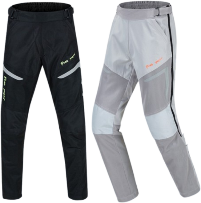 호와이 오토바이 바람막이 여름 메쉬 라이딩 바지 CE보호대 탈부착 옆지퍼 레이싱 팬츠, 블랙