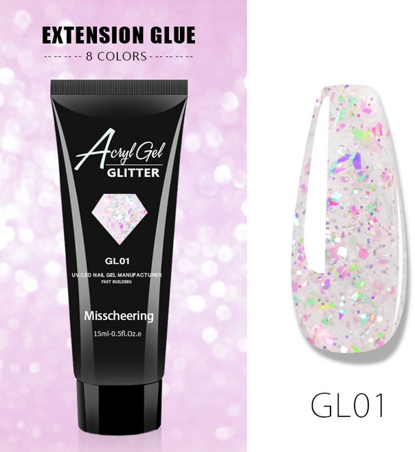 반짝 네일 글리터 폴리젤 15ml 8종 젤네일 폴리젤연장 셀프네일연장 네일팁, GL01 오로라