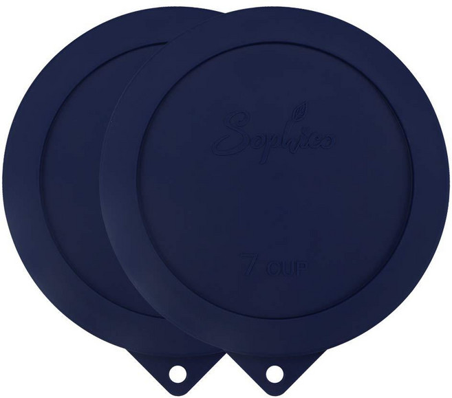 Sophico Sophico 앵커 호킹 및 파이렉스 7402-PC 6/7컵 유리 그릇용 원형 실리콘 보관 커버 뚜껑 교체용(용기 미포함) (블루-2팩), 블루-2팩
