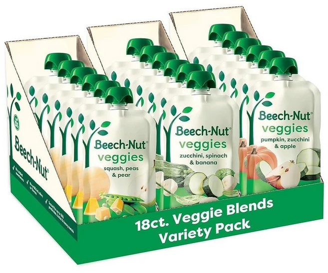 Beech-Nut 이유식 파우치 버라이어티 팩 채소 퓨레 99.2g(3.5온스) (18팩), 1개 - 쿠팡