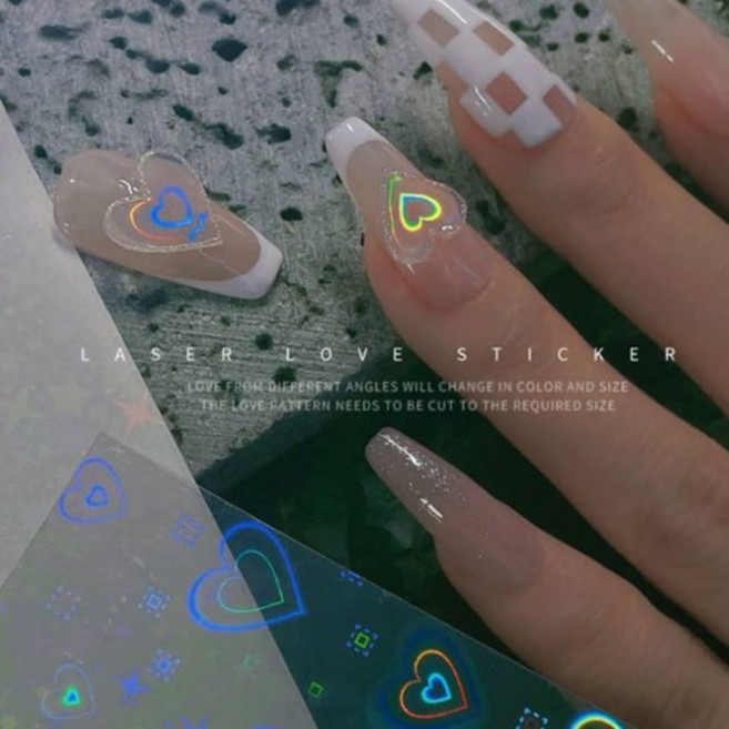 프리즘필름 홀로그램 네일스티커 4종 필름스티커, 01. 투명하트, 1개