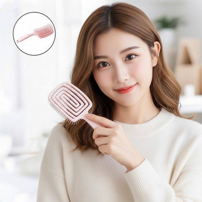 LXU 스칼프 헤어 브러시 무통증 두피마사지 헤어브러쉬 머리빗, 1개, 분홍색