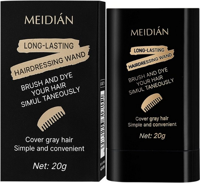 MEIDIÁN 咖啡色染髮棒，快速補染髮根，遮蓋灰髮，簡單方便, 自然黑, 2個