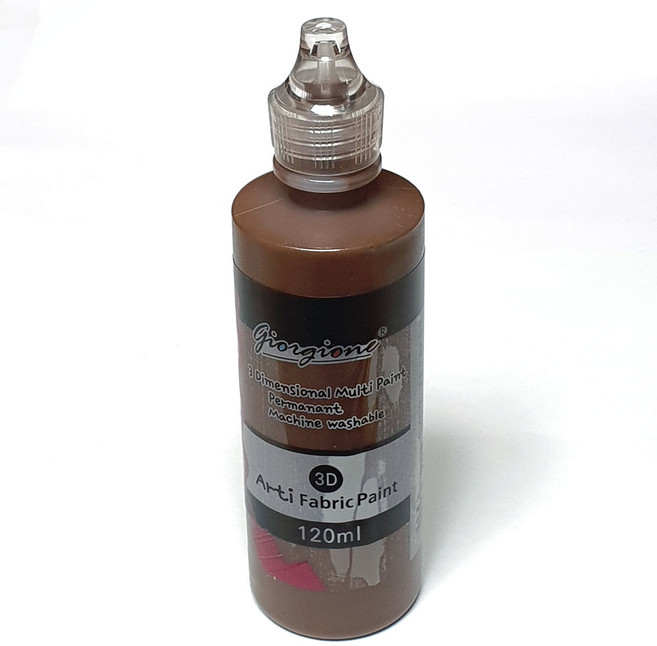 염색물감120ml 18가지 칼라 모음 / 기본12색 형광4색 메탈릭2색 대용량 패브릭 공예물감 천염색 캔버스천 섬유물감 섬유공예 그리기 꾸미기재료 신발염색 모자염색, 염색물감120ml 갈색