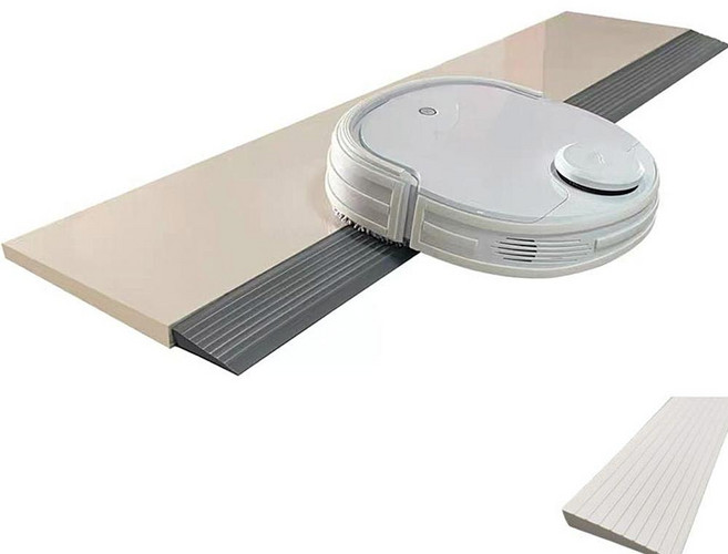 로봇 청소기 경사로 실리콘 바닥 문턱 로봇 청소기 문지방 계단 넘어짐 턱받침 수리 커팅 도어 방지 틈새 지대, 화이트