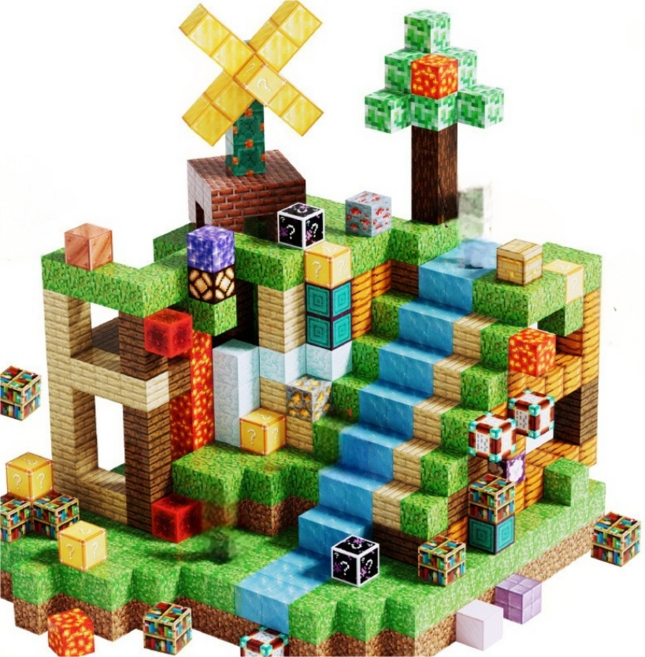 KONUM 크레프트 자석블럭 피규어세트 마그네틱 대용량, 1개, 블럭200개+캐릭터20개