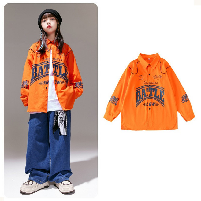 아동방송댄스복 주니어 댄스복 댄스의상 무대 공연 초등학생 캐주얼 걸스힙합 박시 셔츠 세기말 힙합