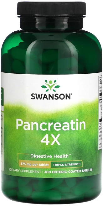 스완슨 판크레아틴 4X 트리플 스트렝스 375mg 장용 코팅 300정, 1개 - 쿠팡