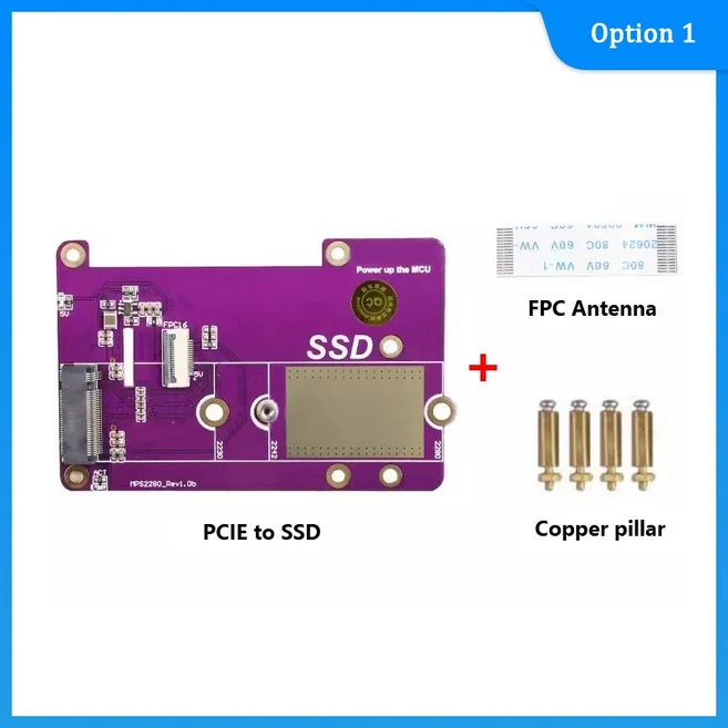 Raspberry Pi 5 용 솔리드 스테이트 드라이브 PCIe to M.2 NVMe SSD 지지대 Gen 3 고속 핏 2230 2242, 01 China Mainland, 01 SSD-2280