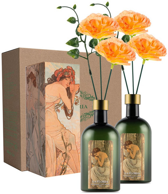 라플로리아 꽃 디퓨저, 2개, 500ml, S6.다시한번힘내요향/B1.카네이션-L12/오렌지