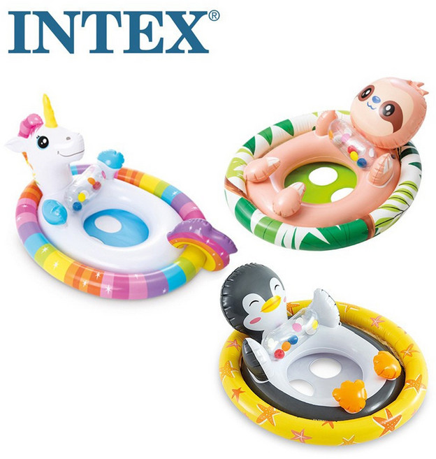 INTEX 獨角獸 企鵝 樹懶 充氣泳圈, 獨角獸、企鵝、樹懶(款式隨機), 1個