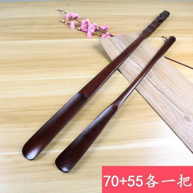實木鞋拔子 長柄不彎腰提鞋器 懶人穿鞋器 木質鞋拔, 70+55釐米兩把組合, 1個