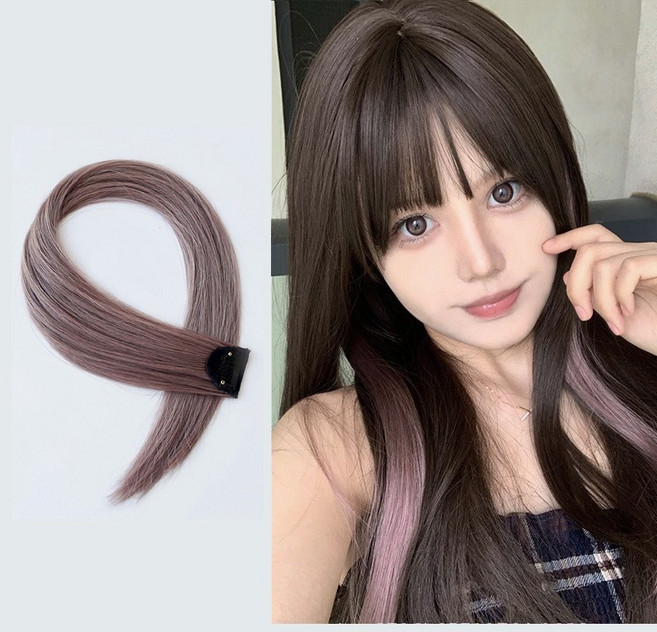 2P/4P 브릿지 부분가발 헤어피스 애쉬 포인트 똑딱이 핀 고정 가발, 2개, 07.애쉬다크핑크