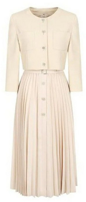 JJ JIGOTT 벨티드 플리츠 재킷 세트 원피스(GP4A0OP331)_DJ