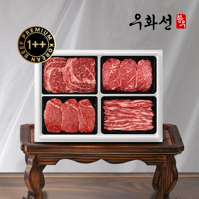 투뿔1++(8)등급 시그니쳐 한우세트 2호(꽃등심+채끝+안심+특수부위팩당200g)총800g냉장, 1개