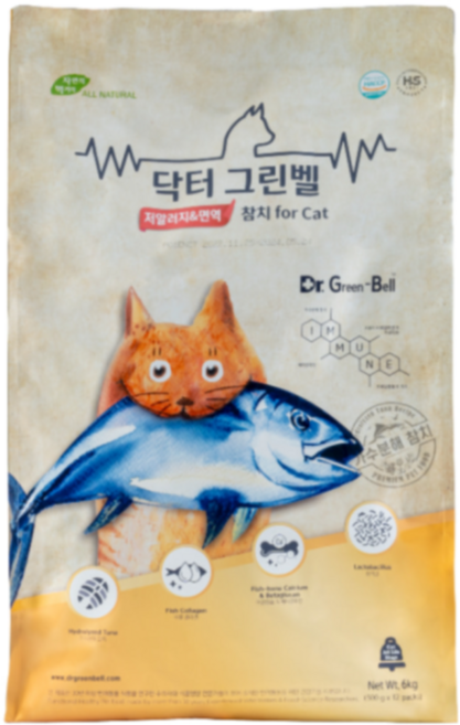 느루펫 닥터그린벨 6kg 저알러지&면역 고양이사료, 500g, 12개