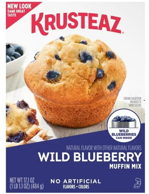 크루스티즈 와일드 블루베리 머핀 믹스 1개x484g/Krusteaz Wild Blueberry Muffin Mix, 1개, 484g