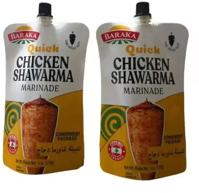 Baraka's-Quick Chicken Shawarma 마리네이드 레바논 스타일 편리한 패키지 각 170g 2팩 호환, 1세트