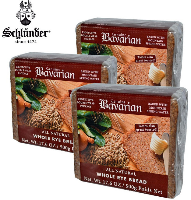 슐렌더 유기농 천연발효 통호밀빵 3개 묶음 실속 할인팩 (500g x 3), 500g