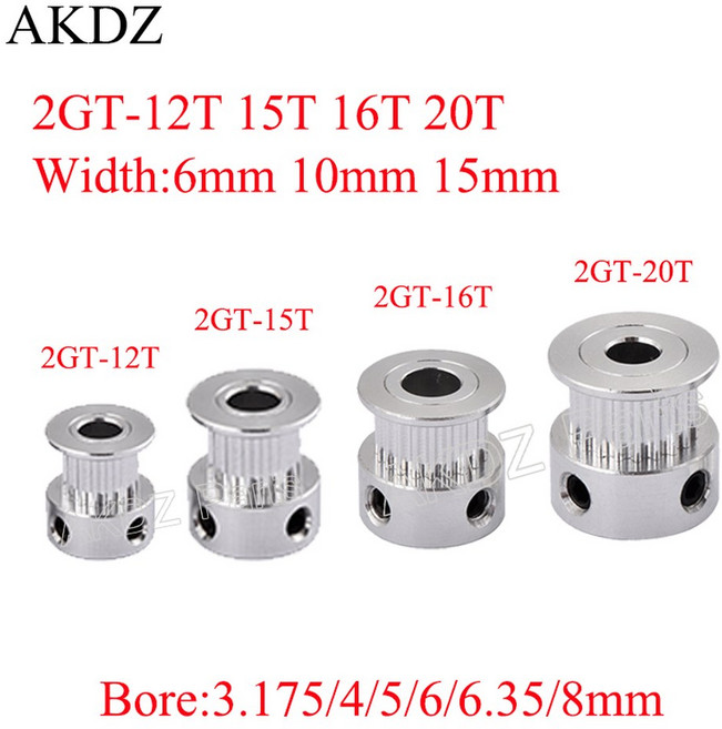 2GT 12 15 벨트 17 20 풀리 8mm 35 15mm GT2 16 6mm 부품 보어 3D CNC 프린터 10mm, 20 T th Bo 6.35, 1개