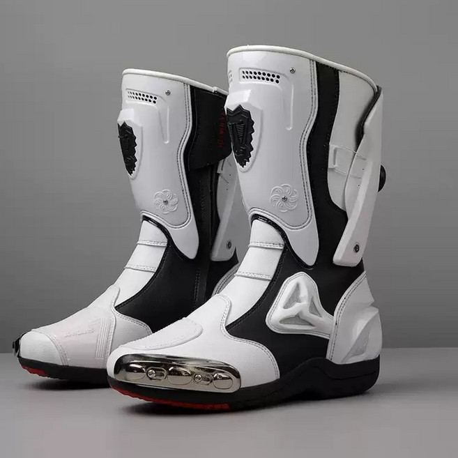 바이크 부츠 라이더 슈즈 라이딩 오토바이 신발 레이싱 방수 화이트 235, 260