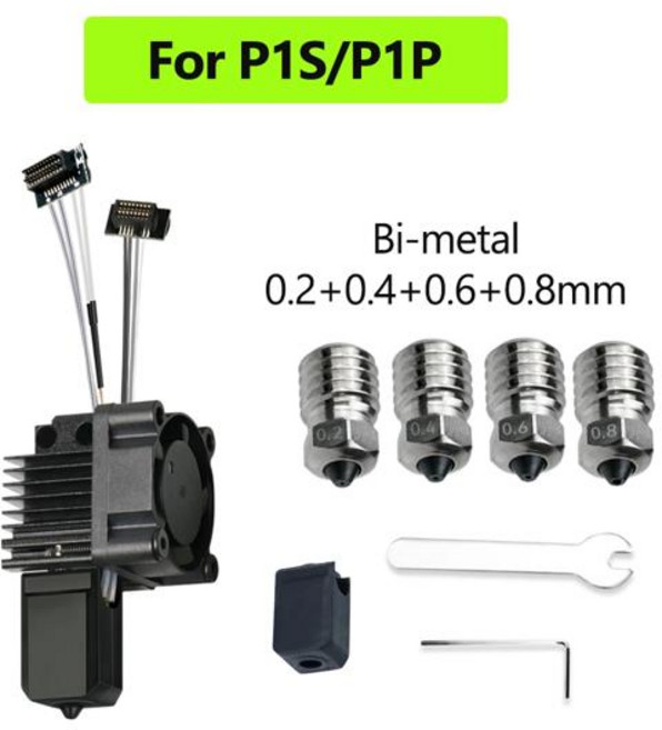 호환 완전히 조립된 핫엔드 Bambu Lab X1 P1P P1S용 (팬 업그레이드 2.0노즐 포함) Carbon용, 03 P1 Hotend-J2468