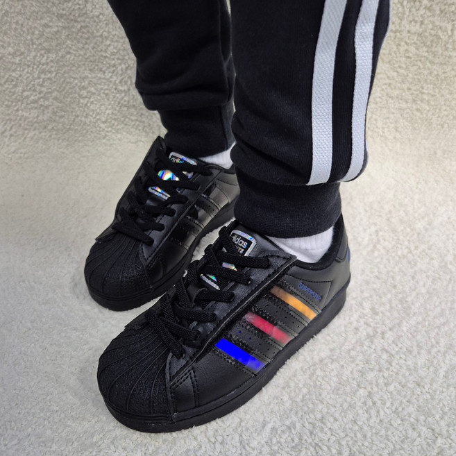 아디다스 키즈 슈퍼스타 LED 라이트 CF EL 블랙 벨크로 운동화 아동화 [국내매장판 A/S가능]