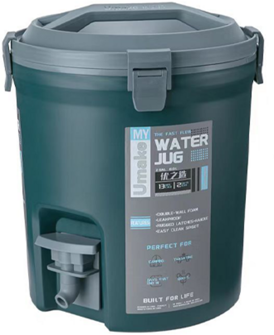 umake워터저그 항온 장치 대용량 녹색+푸른 색 8L 캠핑 워터저그 식품 등급, 녹색, 1개